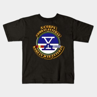 Army - X Corps - Korea w SVC Ribbons Kids T-Shirt